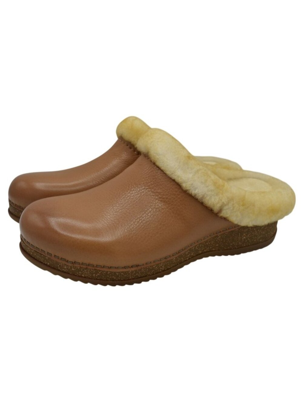 Dansko Womens Size EU 38 Magda Waxy Milled Tan Shearling Lined Mules Clogs Shoes